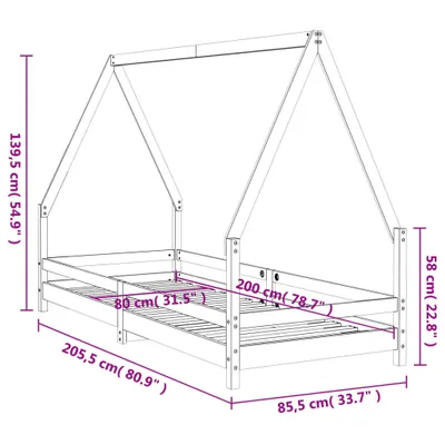 Immagine prodotto di vidaXL Letto per bambini bianco 80x200 cm in legno di pino massiccio