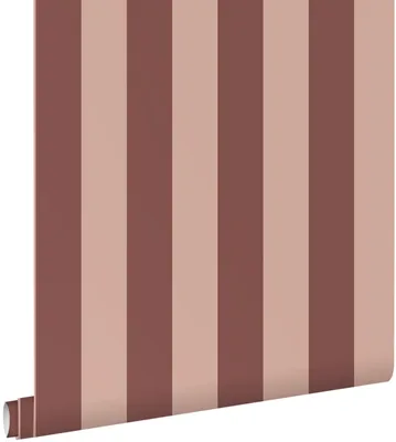 Produktbild von ESTAhome Tapete Streifenmuster Burgunderrot und Rosa 0.53 x 10.05 m