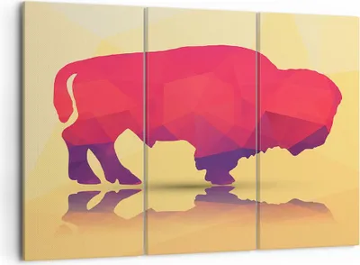 Produktbild von Bild auf Leinwand - Leinwandbild - Bison Illustration Bunt Grafik - 105x70cm - Wand Bild - Wanddeko - Leinwanddruck - Bilder - Kunstdruck - Wanddekoration - Leinwand bilder - Wandkunst - CE105x70-2812