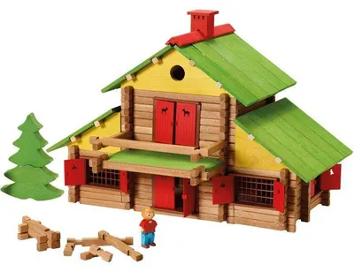 Image de JEUJURA - Mon chalet en bois - Maxi coffret 330 pièces - Jeu de construction en bois - Dès 5 ans