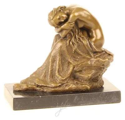 Productafbeelding van knielende bronzen schoonheid hoogte 15 cm