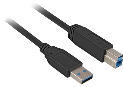 Produktbild von USB 3.2 Gen 1 Kabel, USB-A Stecker > USB-B Stecker (schwarz, 2 Meter)