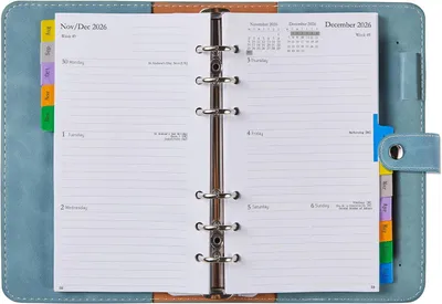 Produktbild von Taschenkalender 2026 2027 A6, Wochenplaner, Ringbuch, Register, PolyurethanSoftcover, für Schule