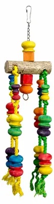 Produktbild von Papageienspielzeug Vogelschaukel Kletterseil XXL mit Holzstücken 62 cm, KI-generiertes Bild