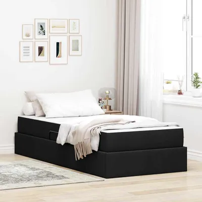 Produktbild von vidaXL Aufbewahrungsbett mit Matratze Schwarz 100 x 200 cm Polyester