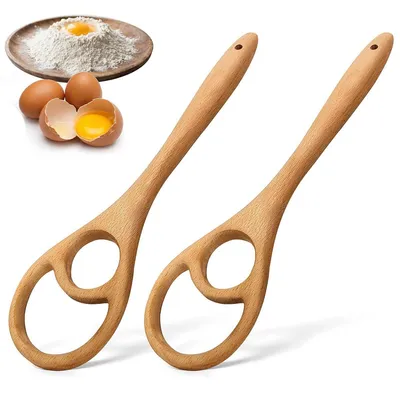 Produktbild von Dänischer Teigbesen Holz 2er Set, Sauerteig Rührbesen aus Buchenholz, handgefertigt, für Brotteig, Pizza & Backen, langlebig Küchenhelfer
