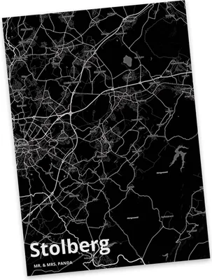 Produktbild von Mr. & Mrs. Panda Grußkarte Stolberg - Geschenk, Postkarten, Postkarte, Ansichtskarten, bildkarte, Ansichtskarte, Stadt, Dorf Karte Landkarte Map Stadtplan