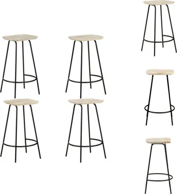 Image de vidaXL Tabouret de bar 4 pcs en bois massif de manguier - Tabouret de bar
