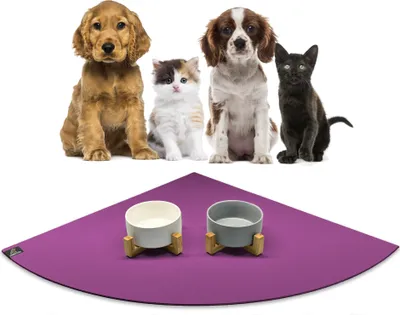 Immagine prodotto di SANOZOO® - Tappeto per ciotola, Oeko-Tex, rotondo ad angolo 60 x 60 cm Plum
