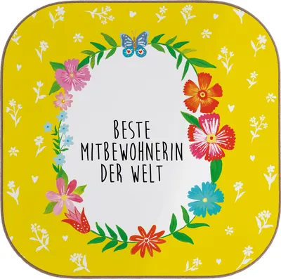 Produktbild von Mr. & Mrs. Panda Untersetzer Glas Mitbewohnerin - Weiß - Geschenk, Gläser, WG, Flaschenuntersetzer, Zimmernachbarin, Zimmergenossin, Tassen, Holzuntersetzer