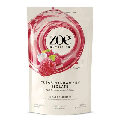 Imagen del producto de zoe Clear Hydrowhey, 454 g - Sabor frambuesa de verano