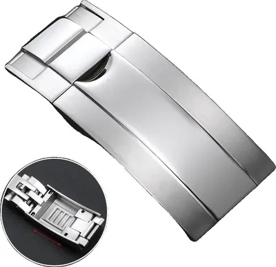 Produktbild von Uhrenbuckle, Edelstahl, verstellbare Klappschließe, Mittelpoliertes Silber