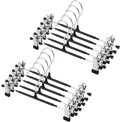 Kleiderhaken mit Clips, 10 St., schwarz, Metall, 30x13 cm
