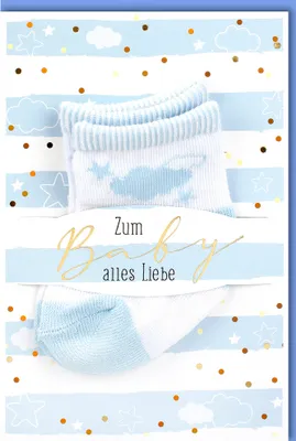 Produktbild von Zur Geburt - Freudiges Ereignis - Karte mit Umschlag - mit Söckchen