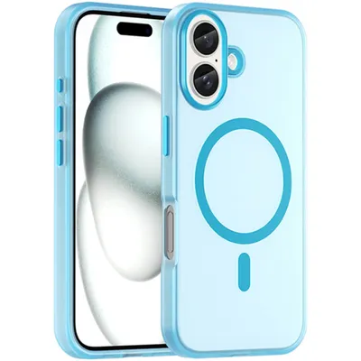 Produktbild von Mobigear Shockproof iPhone 16 MagSafe Hülle Flexibles TPU Backcover - Blau