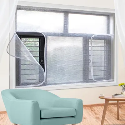Produktbild von Fensterisolationsset - Thermische Fensterfolie für Kälteschutz mit Klettverschluss