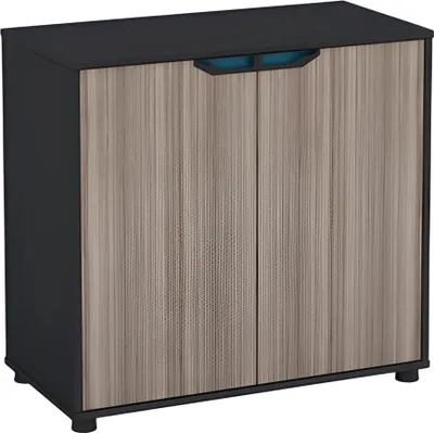 Produktbild von Sideboard Kompakt Holzoptik Braun Schwarz Türen Modern Schrank Stauraum Büro