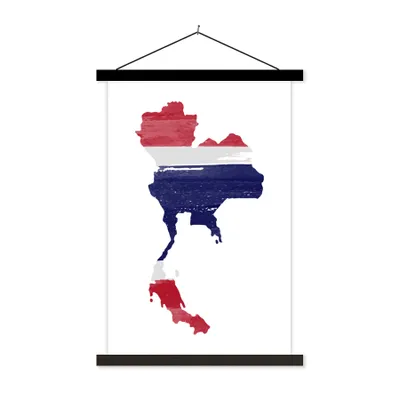 Produktbild von MuchoWow® Textilposter Karte mit Flagge Thailand 120x180 cm mit schwarzem Rahmen - Fotos