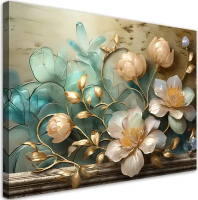 Produktbild von Leinwandbild Abstrakte Glasblumen 120x80 Feeby Bunt bild für die wand bereit zum aufhängen