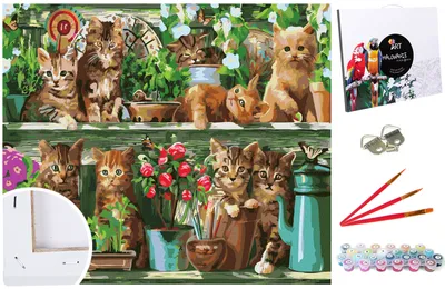 Produktbild von Malen nach Zahlen Set Malerei 40x50cm auf dem Rahmen - Cat's Helpers