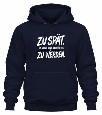Immagine prodotto di Felpa con cappuccio e scritte sarcastiche, colore blu navy, taglia M