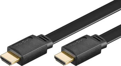 Image de Goobay 31926 Câble plat High Speed HDMI™ avec Ethernet, plaqué or, 1,5 m, noir - HDMI™ mâle (type A) > HDMI™ mâle (type A)