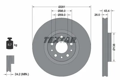 Produktbild von 2 Textar Bremsscheiben vorne für Fiat Tipo