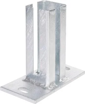 Image de Alberts 685447 Support de poteaux pour poteaux d'angle pour treillis à double barre, à visser, galvanisé à chaud, revêtement époxy anthracite RAL 7016, plaque 150 x 80 mm, pour poteaux 60 x 40 mm