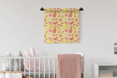 Produktbild von MuchoWow® Wandteppich Wandbehang Sommer - Ananas - Gelb 60x60 cm Tapisserie Dekoration Wandtuch - Dekorationen - Wand Decke