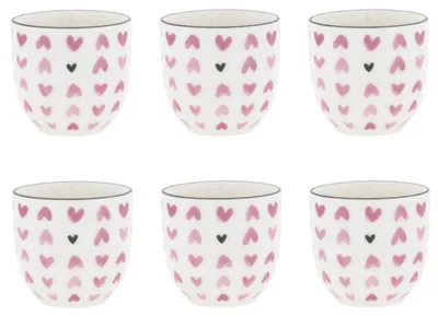 Produktbild von 6er Set Eierbecher Hearts all over Herzen weiß rosa H. 5cm Bastion Collections