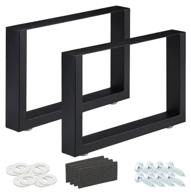 Productafbeelding van Relaxdays Tafelpoten, set van 2, BxH: 64x40 cm, metalen tafelpoten voor bureau, eettafel, salontafel, industriële stijl, zwart