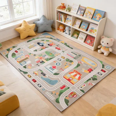 Obrázek produktu pro Protiskuzová podložka – kobereček pro děti – kobereček do dětského pokoje – 80 x 120 cm – měkký materiál – roztomilý design