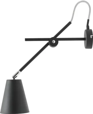 Obrázek produktu pro Nástěnná lampa kovová E27 otočné rameno 54 cm vysoká černá