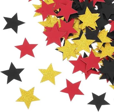 Image de Confettis de fête, 200 pièces, dorés, rouges et noirs, 3 x 3 cm, pour la décoration