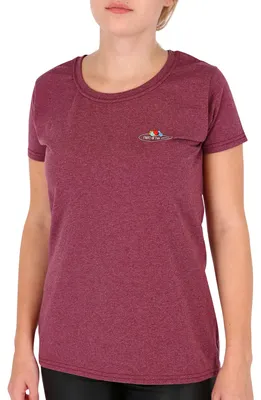 Produktbild von Fruit of the Loom Damen T-Shirt mit Vintage-Logo Farbe: burgund meliert Größe: XS