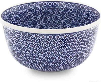 Produktbild von Original Bunzlauer Keramik 4 Liter Schüssel Schale XL Ø27cm mit Muster Innen Salatschüssel Suppenschüssel Beilagenschüssel Obstschale [Form 1] robust und dickwandig im Design 120
