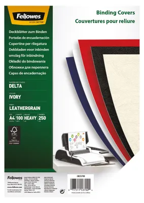Zdjęcie produktu dla Fellowes Präsentationsdeckb. Delta Elfenb. A4 250G 100PK