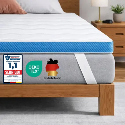 Produktbild von Komfortec Topper 180x200 cm aus Visco Memory Schaum mit Gel, 7,5 cm hoch,  , Matratzentopper, Waschbarer Aloe Vera Bezug