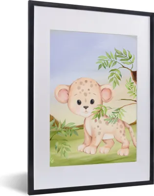 Produktbild von MuchoWow® Gerahmtes Poster Dschungel - Tiere - Jungtier 30x40 cm - Poster mit Schwarzem Bilderrahmen Wandposter Rahmen Foto Bilder - Wandposter Schlafzimmer