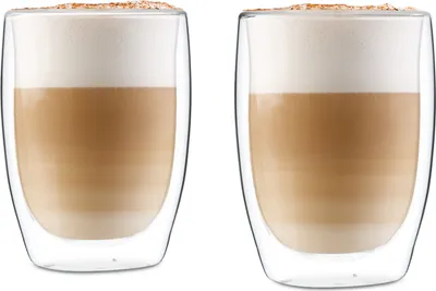 Produktbild von Glaswerk Latte Macchiato Gläser Doppelwandig, Gläser Set mit 2 Kaffeetassen, Cappuccino Tassen aus Glas, Doppelwandige Gläser, Isoliertes Trinkglas, Teegläser -30 bis 150°C, Cappuccino Gläser 350ml