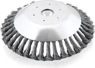 Produktbild von Bituxx Stahl Draht Unkrautbürste Topfbürste Wildkrautbürste Mähkopf Motorsensen Freischneider Rasentrimmer 200mm mit verdrillten Draht ⌀200 mm MS-18139