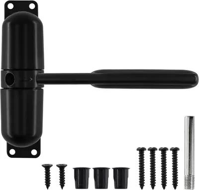 Produktbild von Automatische Sicherheitsfeder-Türschließer, verstellbar, mit 6 Schrauben und Einstellstange, schwarz, für