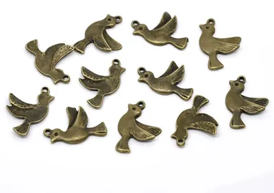 50 Vogel - Anhänger, Charm, 22 x 15 mm, bronze