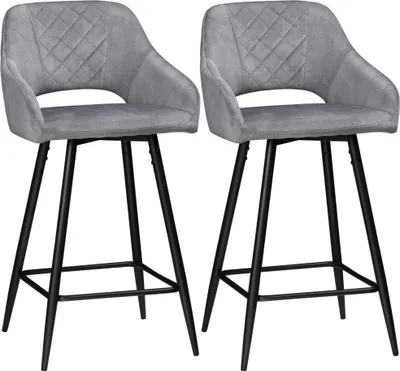 Immagine prodotto di Fortuna Lai Set di 2 sgabelli da bar, sedie da bar, sgabelli da bistrot con poggiapiedi, sedie da cucina, sgabelli da bancone, rivestimento per seduta, acciaio, grigio, 50 x 53 x 94 cm