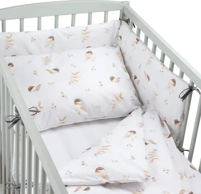 Obrázek produktu pro Pepi 4dílná sada ložního prádla do dětské postýlky 60_120 s prostěradlem a boční ochranou Lovely Bird