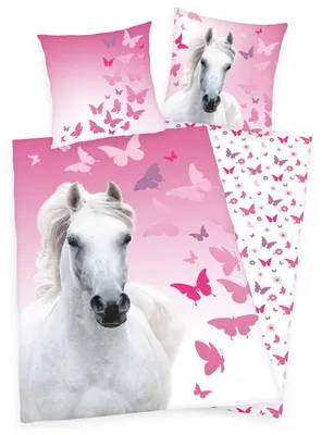 Immagine prodotto di Biancheria da letto Herding con cavallo bianco Butterfly 135 x 200 cm 80 x 80 cm