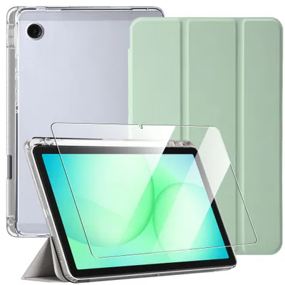 Image de Coque + Verre Trempé pour Samsung Galaxy Tab A11 Plus / A9 Plus, Housse avec Porte-Stylet - Vert