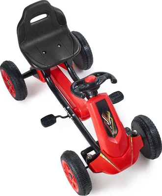 Produktbild von SucceBuy Gokart mit Pedalen für Kinder, 4-Rad-Geländefahrzeug für Kinder. Mit Lenkrad, verstellbarem Sitz und großen, rutschfesten Rädern