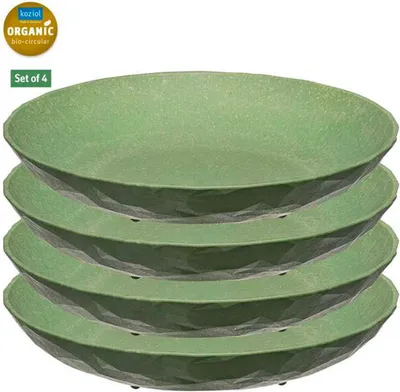 Produktbild von 4x Koziol tiefe Teller 22cm Campinggeschirr Set 100% organic Suppenteller Speiseteller, Grün