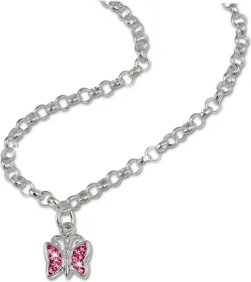 Produktbild von Teenie-Weenie Halskette 38cm 925 Silber Echt Schmetterling silber rosa SDK01538